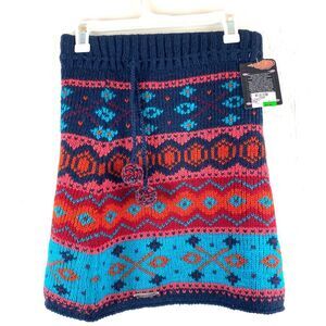 EVEREST DESIGNS Wool Knit Nordic Design Apres Skirt S Lined Boho Hippie Pom Pom